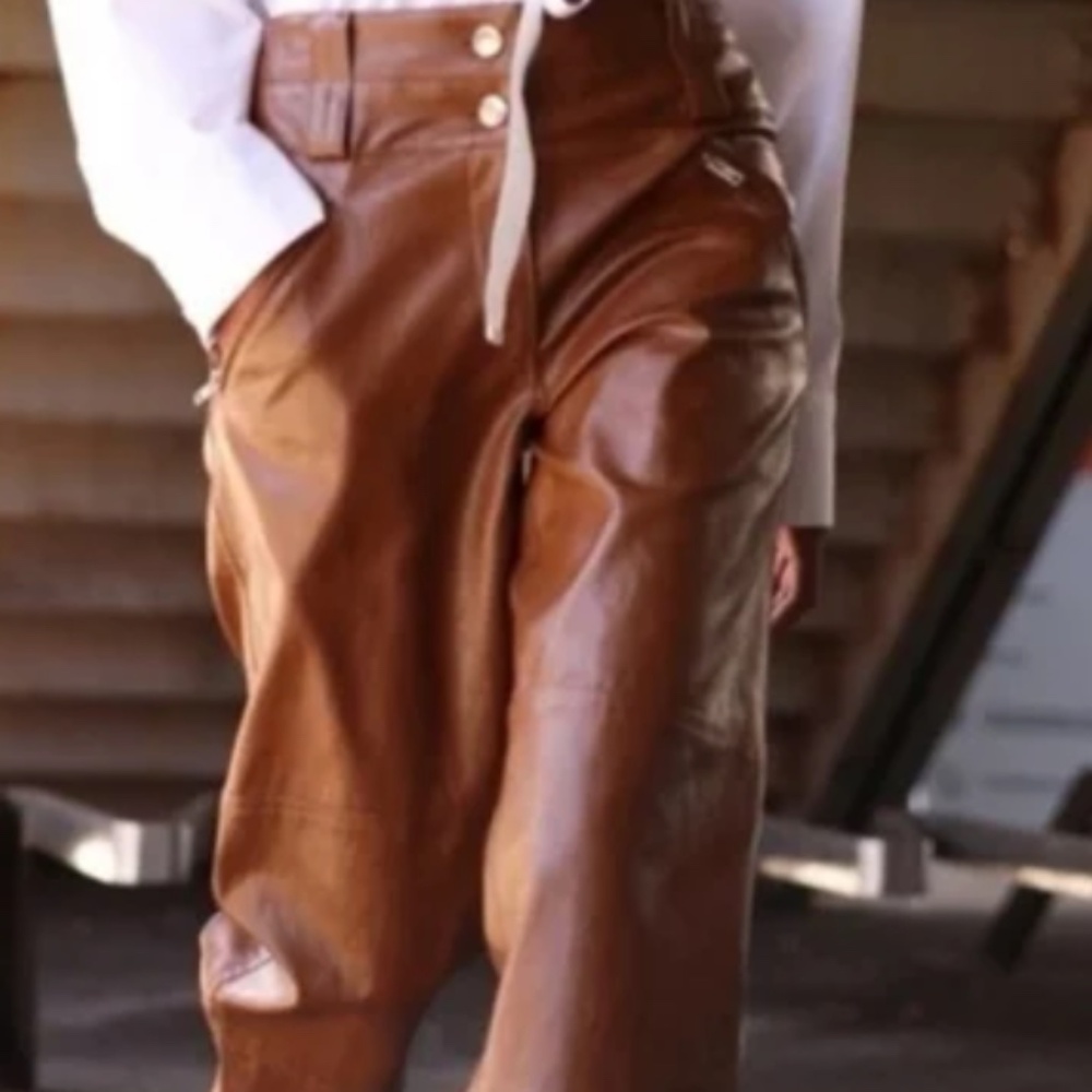 Saintart Lauren Vegan Leather Pant in Cognac